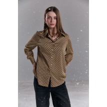 Карамельная свободная блуза с длинным рукавом бежевый AZURI MKAZ6753-3
