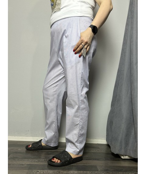 Брюки женские хлопковые прямые в полоску голубые MODNA KAZKA MKSH2529-75