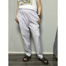 Брюки женские хлопковые прямые в полоску голубые MODNA KAZKA MKSH2529-75