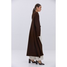 Кардиган женский вязаный шоколадный длинный без застёжки MKAR102288-3