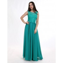 Платье женское зелёное вечернее дизайнерское длинное в пол Modna KAZKA MKENG2043-1 42