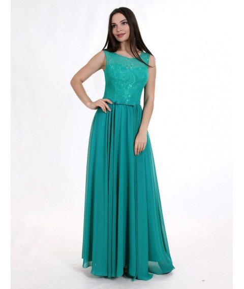 Женское вечернее платье зеленое макси в пол дизайнерское Modna KAZKA MKENG2043-1 40-42