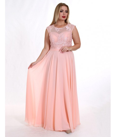 Женское вечернее платье персиковое макси в пол Modna KAZKA MKENG2133 44