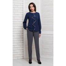 Женская блуза базовая офисная с длинным рукавом классика однотонная синяя Modna KAZKA MKBT9186-1