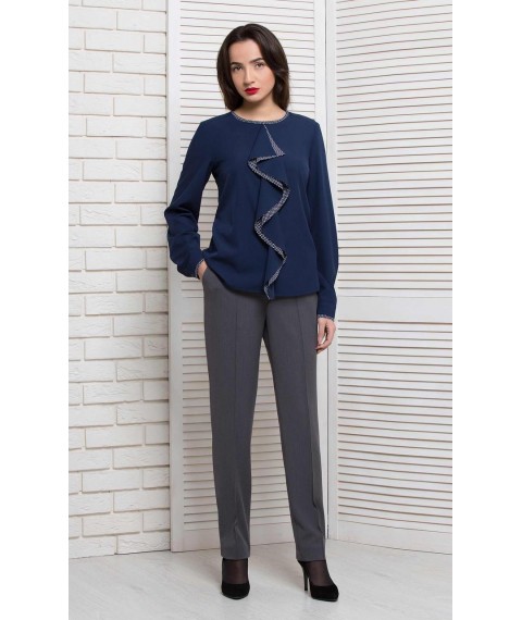 Женская блуза базовая офисная с длинным рукавом классика однотонная синяя Modna KAZKA MKBT9186-1