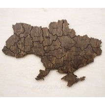 Karte der Ukraine an der Wand mit Sperrholz getönt
