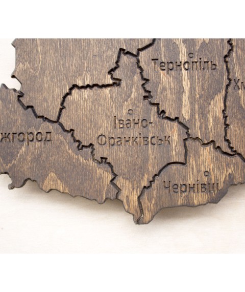 Map of Ukraine on the wall toned with plywood