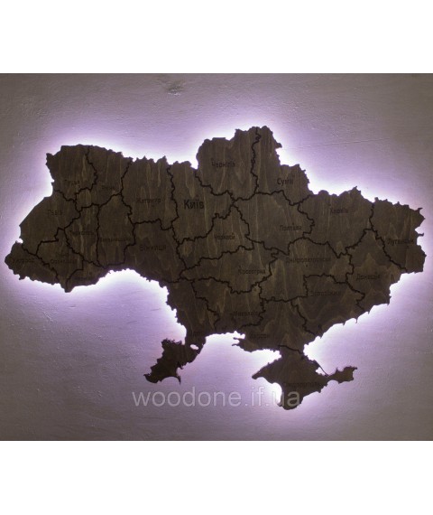 Map of Ukraine on the wall with illumination