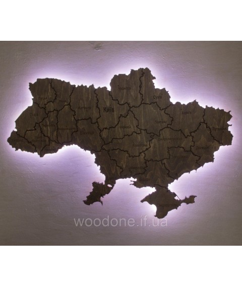 Map of Ukraine on the wall with illumination