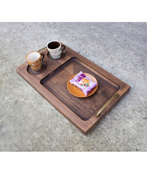 Food and beverage serving tray with handles
