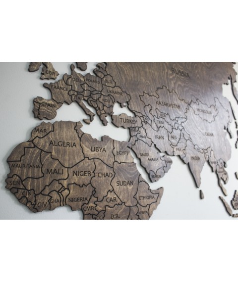 Карта мира с фанеры на стену (тонированная)