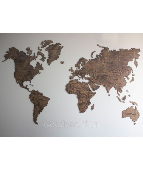 World map with plywood on the wall (tinted)