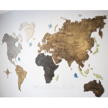 Weltkarte auf getönter Sperrholzwand