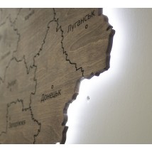 Map of Ukraine from backlit