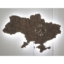 Map of Ukraine made of backlight and clock