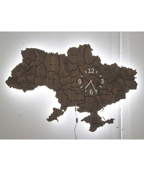 Карта Украины из подсветкой и часами