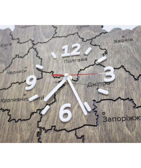 Map of Ukraine made of backlight and clock