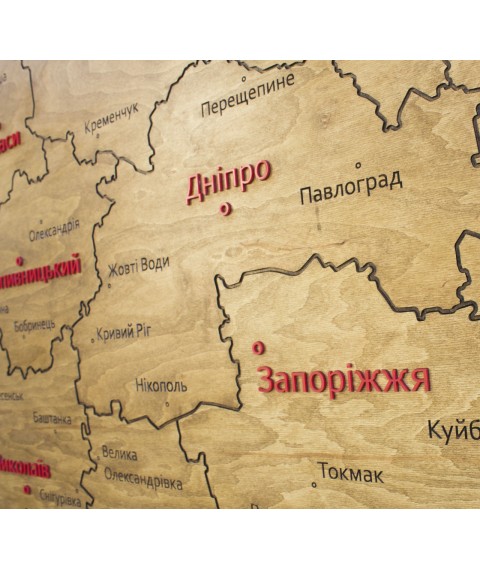 Map of Ukraine on a wall with plywood and acrylic