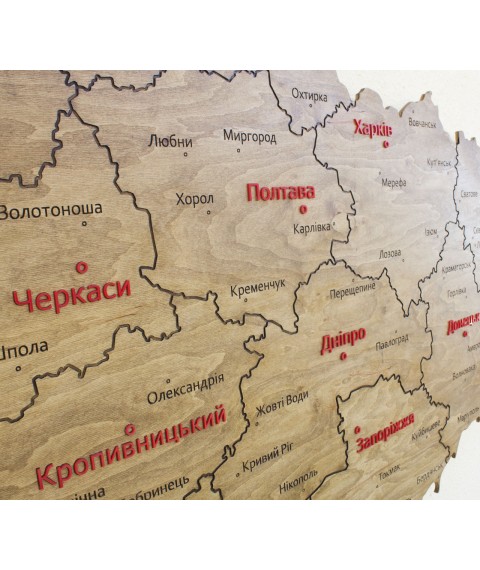 Map of Ukraine on a wall with plywood and acrylic