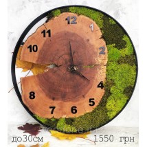 Часы в металлическом ободке и мха (диаметр до 30 см)