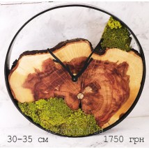 Uhr in Metalllünette und Moos (Durchmesser 30-35 cm)