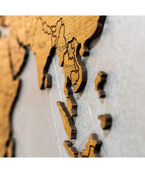 Wooden world map (oak, ash)