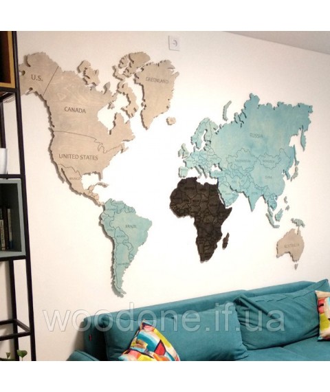 Карта мира на стену тонированная