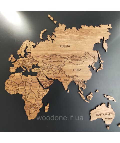 Карта мира деревяная (ясень)