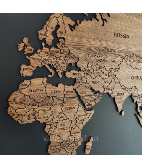Карта мира деревяная (ясень)