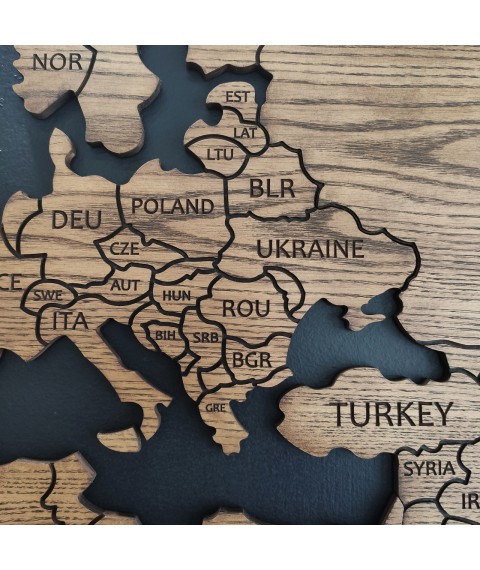 Weltkarte aus Holz (Esche)