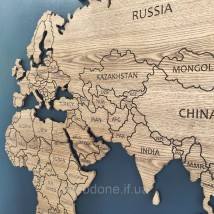 World map wooden (ash-tree)