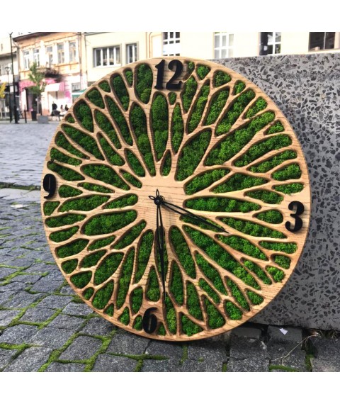 Holzwanduhr mit Moosdurchmesser 35 cm