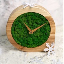 Designer clock with moss and wood (15 * 15 * 4 cm)