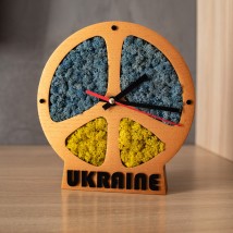 Часы настольные с мхом Украина.Часы Мир. Флаг Украины
