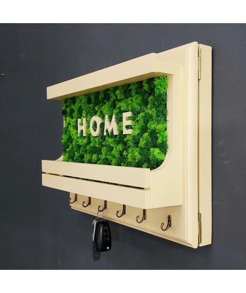 Wall key holder in eco style 30x40cm, beige. Close shield!