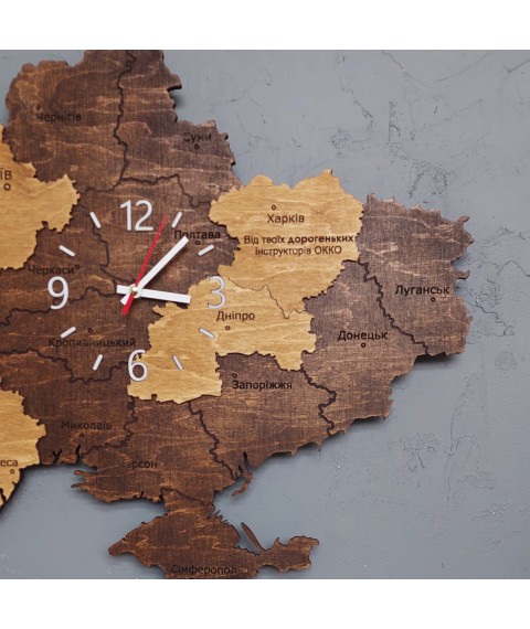 Карта Украины с часами. Многослойная карта Украины. 80х50 см