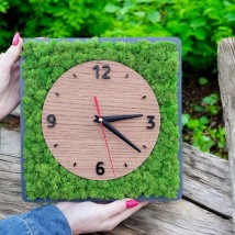 Modern wall clock with moss.