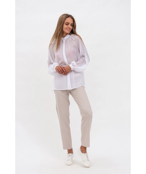 Біла жіноча шифонова блузка прямого силуету Аджу 01