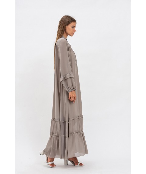 Жіноча максі-сукня з креп-шифону відтінку хакі Нісуаз