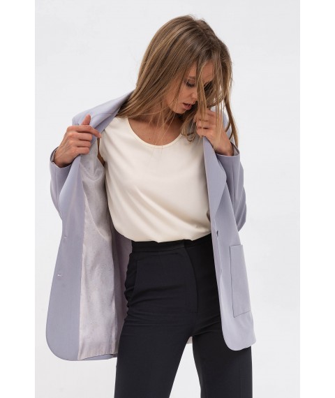 Класичний жіночий жакет на два гудзики сірого кольору Пейсі 01