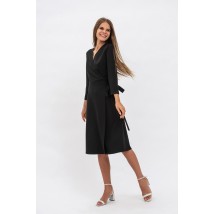 Красива жіноча сукня на запах із костюмної тканини чорного кольору Бонет