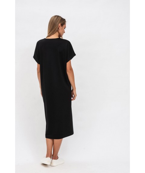 Довга чорна жіноча сукня чорного кольору з коротким рукавом Колман