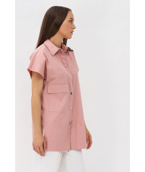 Стильна жіноча блуза прямого силуету з котону рожевого відтінку Олдіс