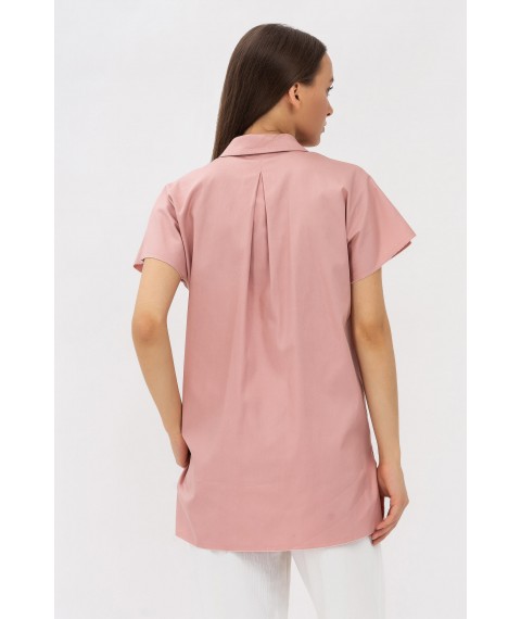 Стильна жіноча блуза прямого силуету з котону рожевого відтінку Олдіс