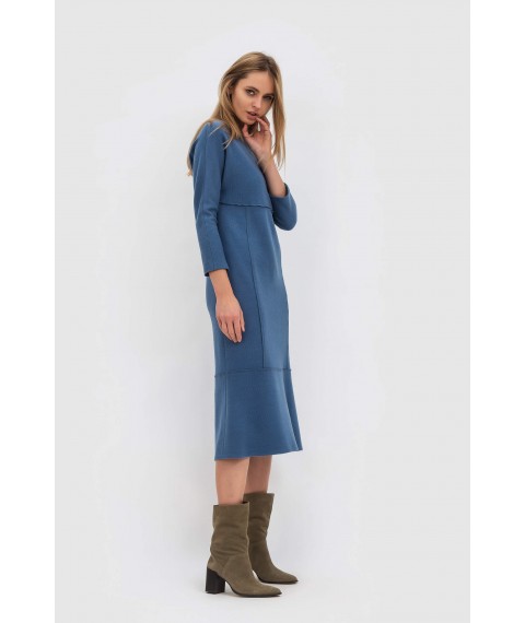 Сукня міді довжини з вовняної тканини блакитного кольору Карола
