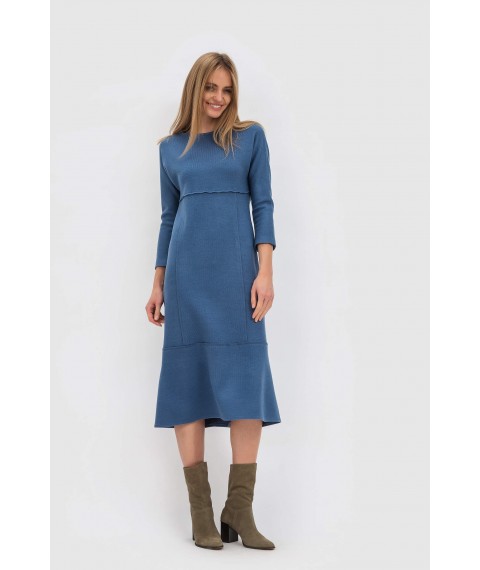 Сукня міді довжини з вовняної тканини блакитного кольору Карола
