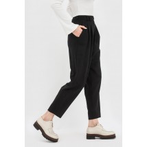 Вільні жіночі штани банани чорного кольору з високою посадкою та кишенями Туено 01