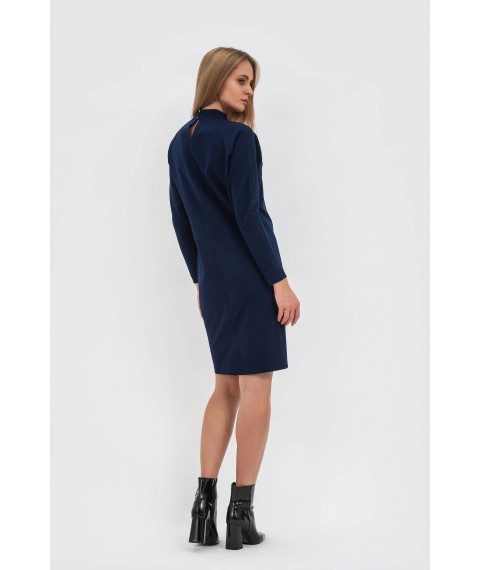 Тепла сукня з французького трикотажу прямого силуету синя Бєлісо