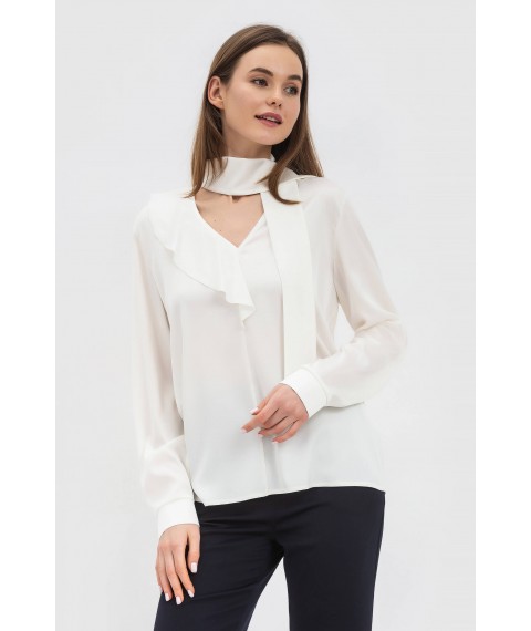 Жіноча молочна блуза з шифону прямого силуету Флуро 01