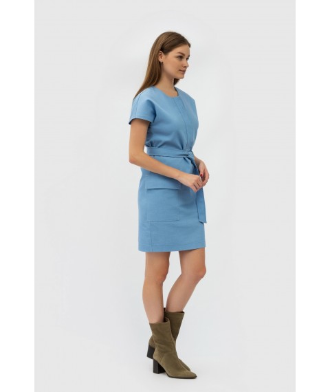 Котонова сукня міні блакитна з коротким рукавом Емпія